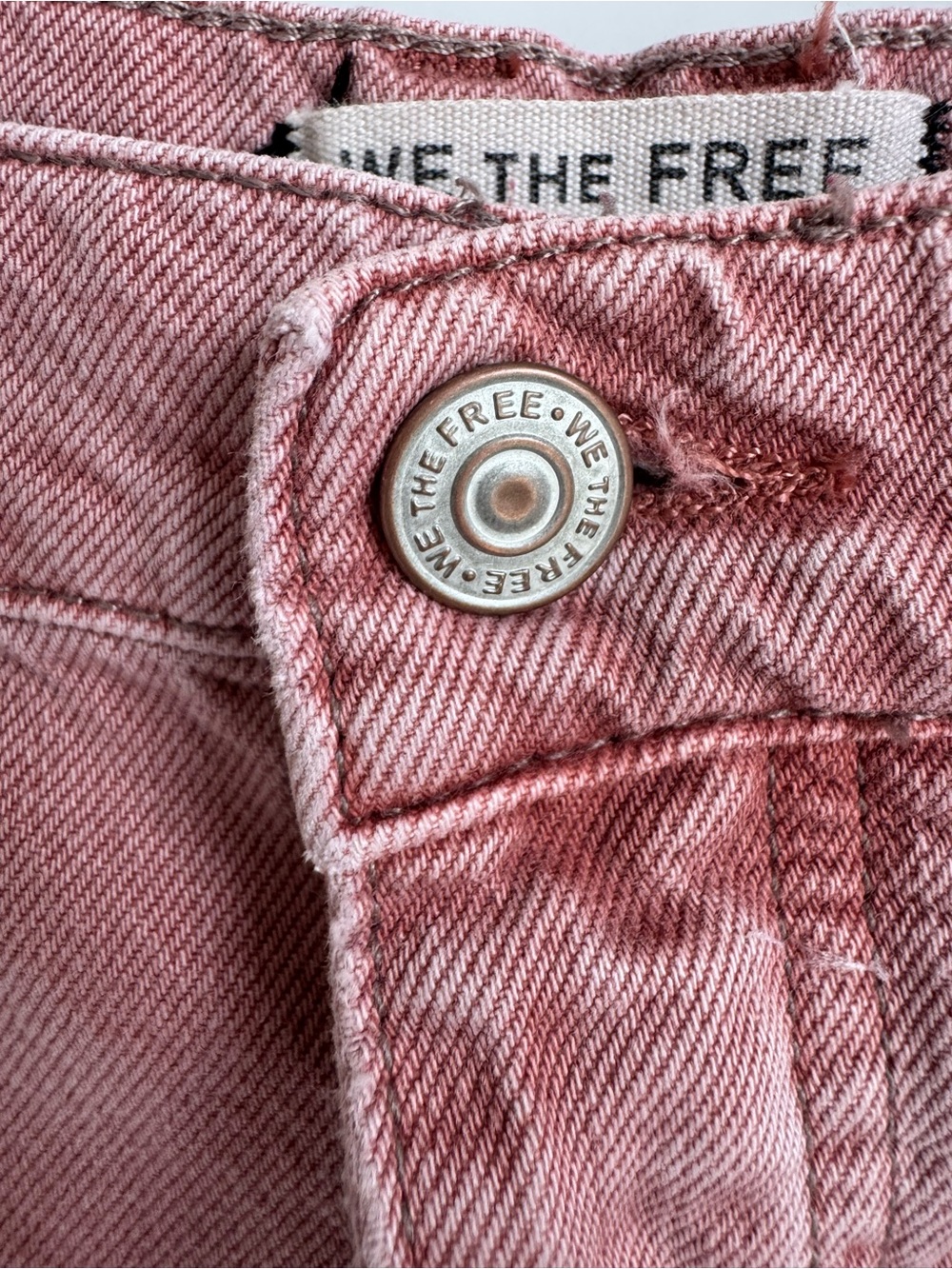 We The Free Good Luck Mid Rise Barrel Jeans Sunsetter pink size 32 or 14 cropped - Picture 8 of 14